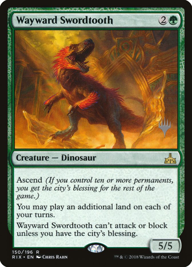 Wayward Swordtooth (Promo Pack) [Rivals of Ixalan Promos] | Black Swamp Games