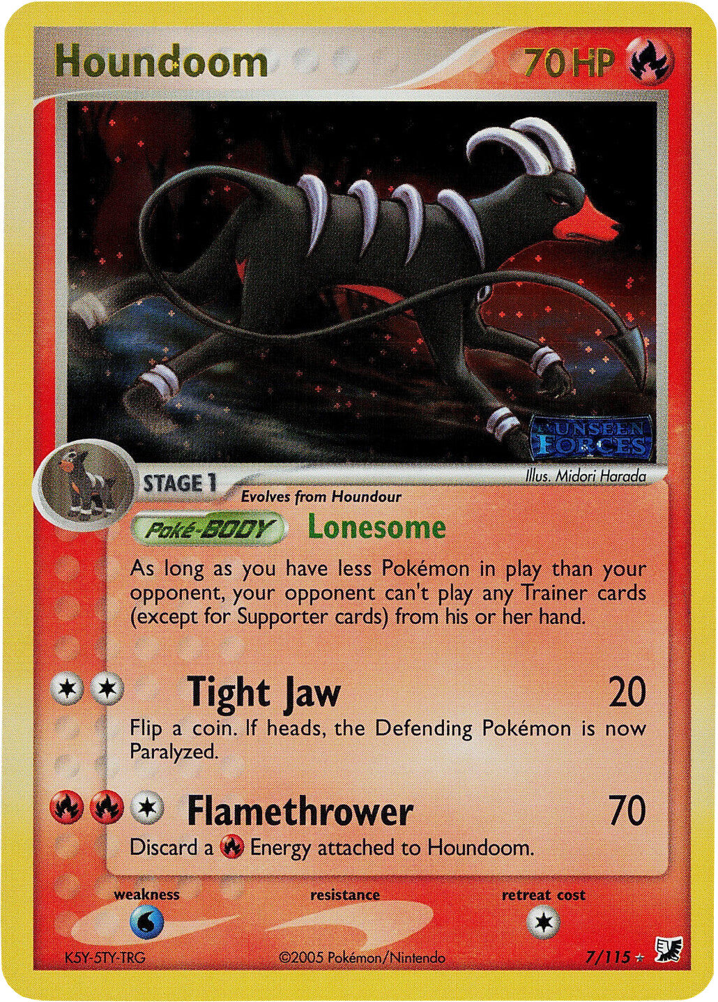 Houndoom (7/115) (Stamped) [EX: Unseen Forces] | Black Swamp Games