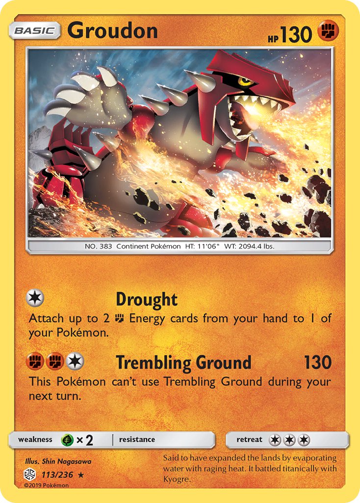 Groudon (113/236) (Cracked Ice Holo) (Theme Deck Exclusive) [Sun & Moon: Cosmic Eclipse] | Black Swamp Games