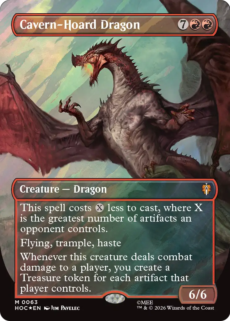 Cavern-Hoard Dragon (Borderless) (Surge Foil) [The Hobbit: Eternal-Legal] | Black Swamp Games