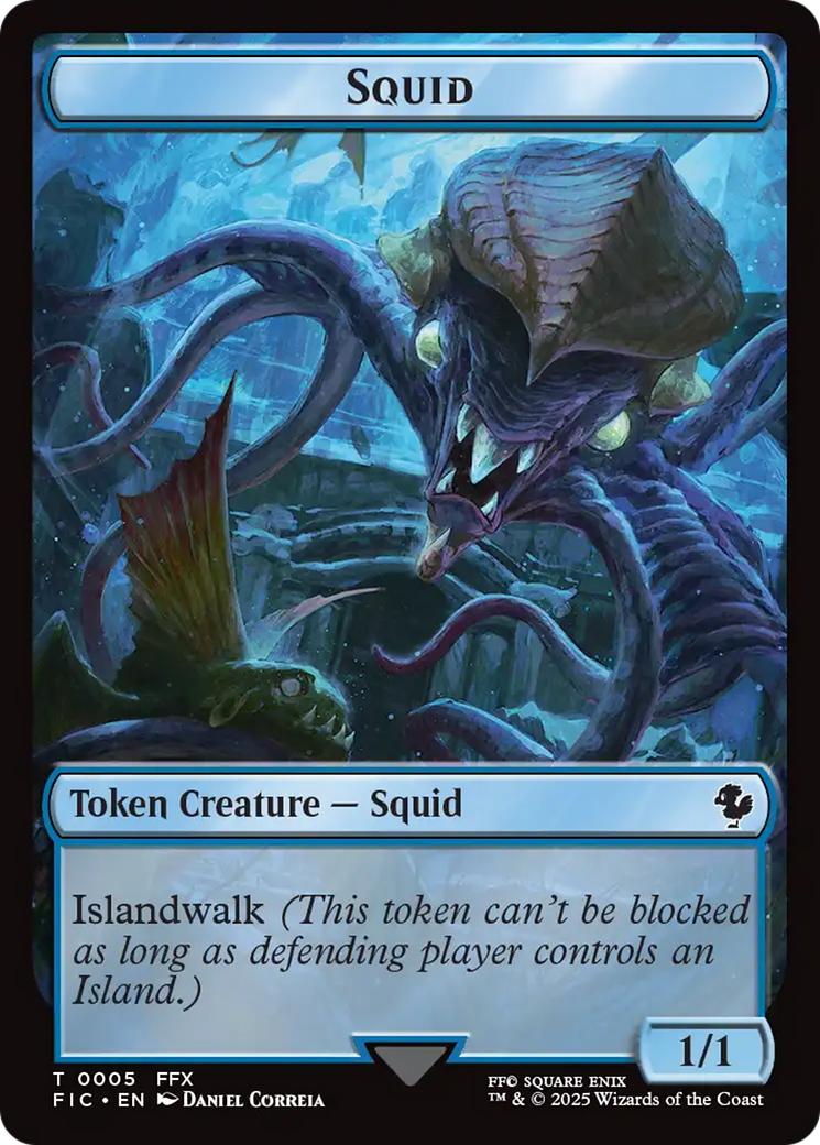 Spirit // Squid Double-Sided Token (Surge Foil) [FINAL FANTASY Commander Tokens] | Black Swamp Games