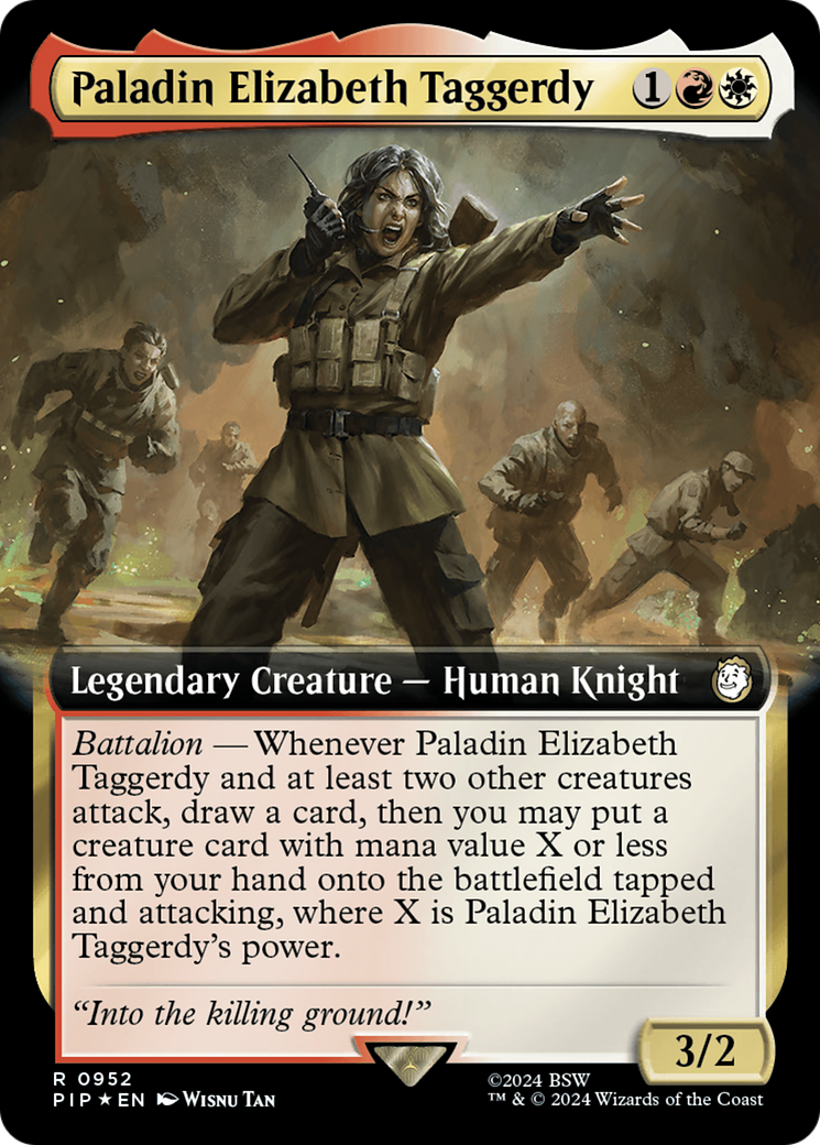 Paladin Elizabeth Taggerdy (Extended Art) (Surge Foil) [Fallout] | Black Swamp Games