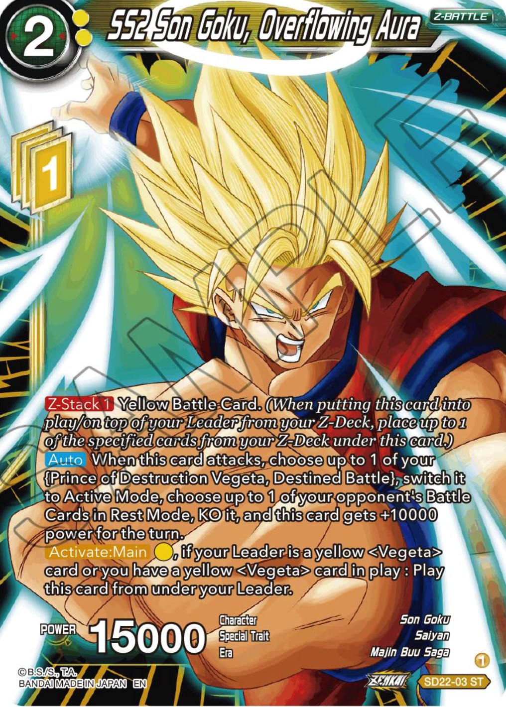 SS2 Son Goku, Overflowing Aura (Starter Deck Exclusive) (SD22-03) [Power Absorbed] | Black Swamp Games
