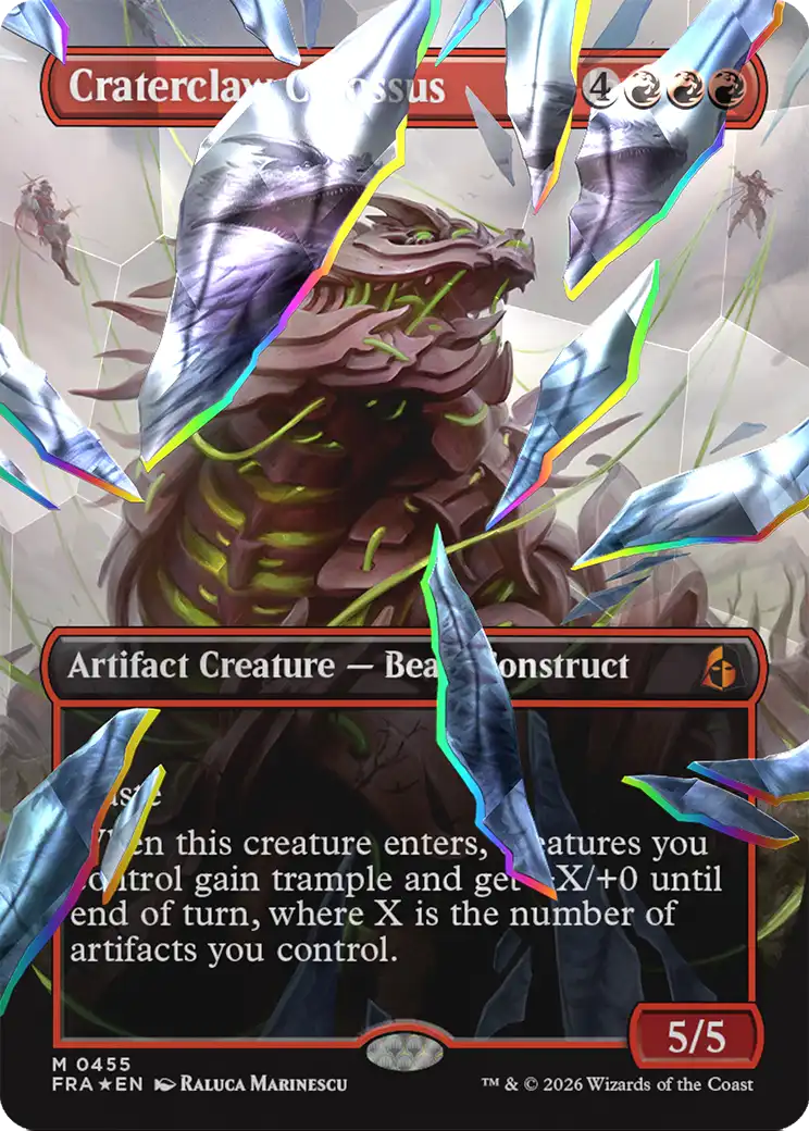 Craterclaw Colossus (Borderless) (Facet Foil) [Reality Fracture] | Black Swamp Games