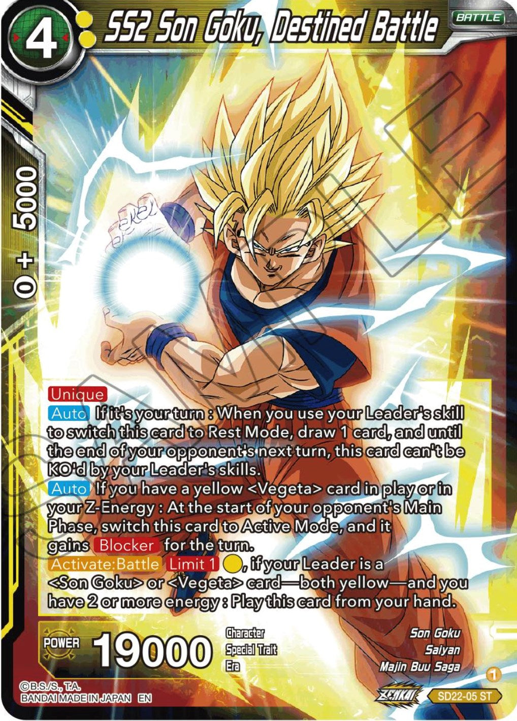 SS2 Son Goku, Destined Battle (Starter Deck Exclusive) (SD22-05) [Power Absorbed] | Black Swamp Games