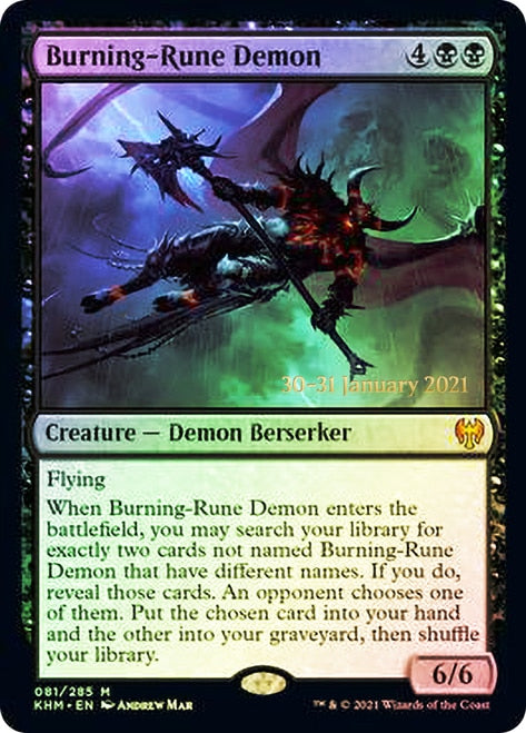 Burning-Rune Demon [Kaldheim Prerelease Promos] | Black Swamp Games