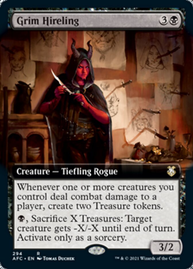 Grim Hireling (Extended Art) [Dungeons & Dragons: Adventures in the Forgotten Realms Commander] | Black Swamp Games