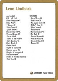 1996 Leon Lindback Decklist Card [World Championship Decks] | Black Swamp Games