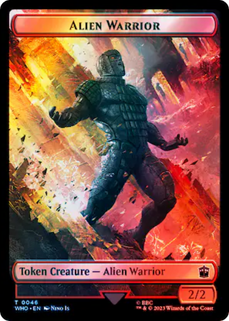 Alien // Alien Warrior Double-Sided Token (Surge Foil) [Doctor Who Tokens] | Black Swamp Games