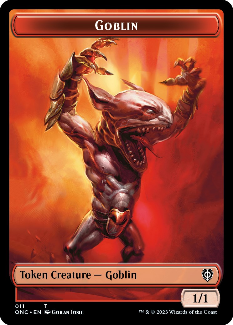 Rebel // Goblin Double-Sided Token [Phyrexia: All Will Be One Commander Tokens] | Black Swamp Games