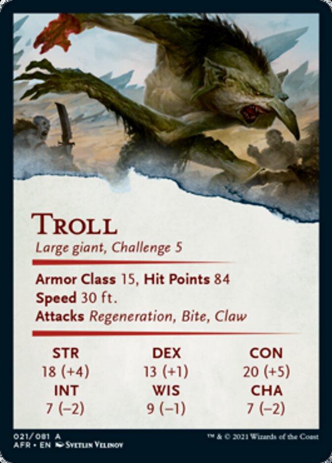 Troll Art Card [Dungeons & Dragons: Adventures in the Forgotten Realms Art Series] | Black Swamp Games