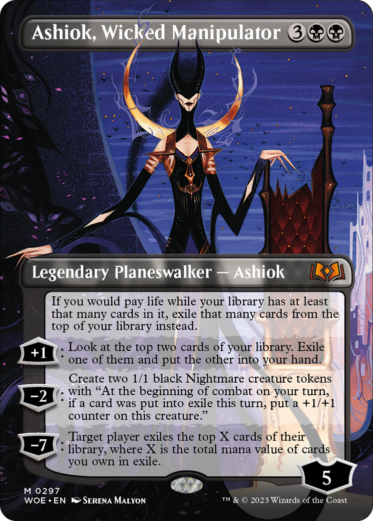 Ashiok, Wicked Manipulator (Borderless Alternate Art) [Wilds of Eldraine] | Black Swamp Games