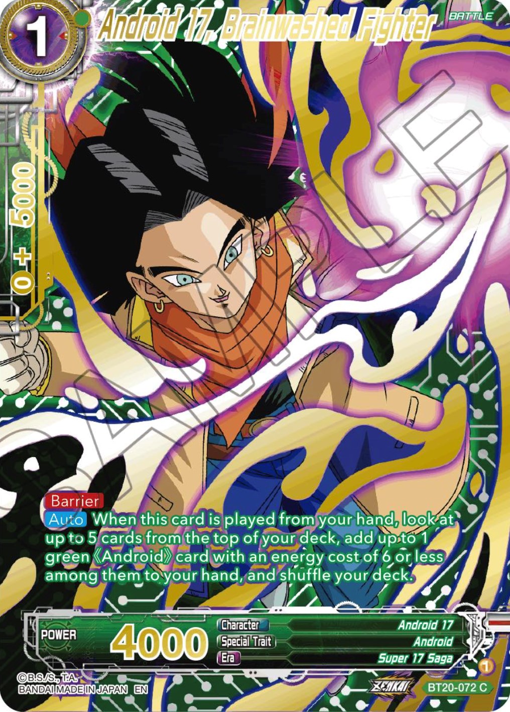 Android 17, Brainwashed Fighter (Gold-Stamped) (BT20-072) [Power Absorbed] | Black Swamp Games
