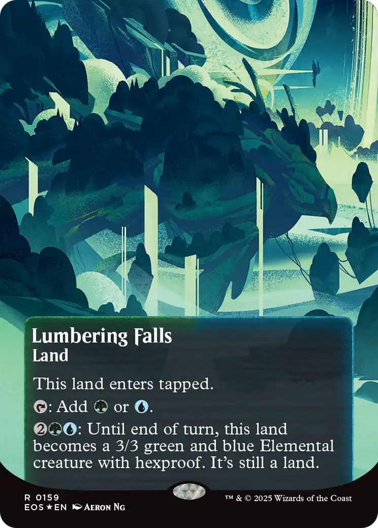 Lumbering Falls (0159) (Borderless) (Galaxy Foil) [Edge of Eternities: Stellar Sights] | Black Swamp Games