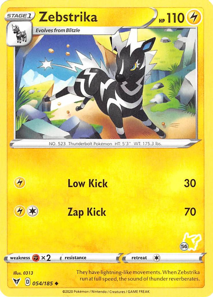 Zebstrika (054/185) (Pikachu Stamp #56) [Battle Academy 2022] | Black Swamp Games