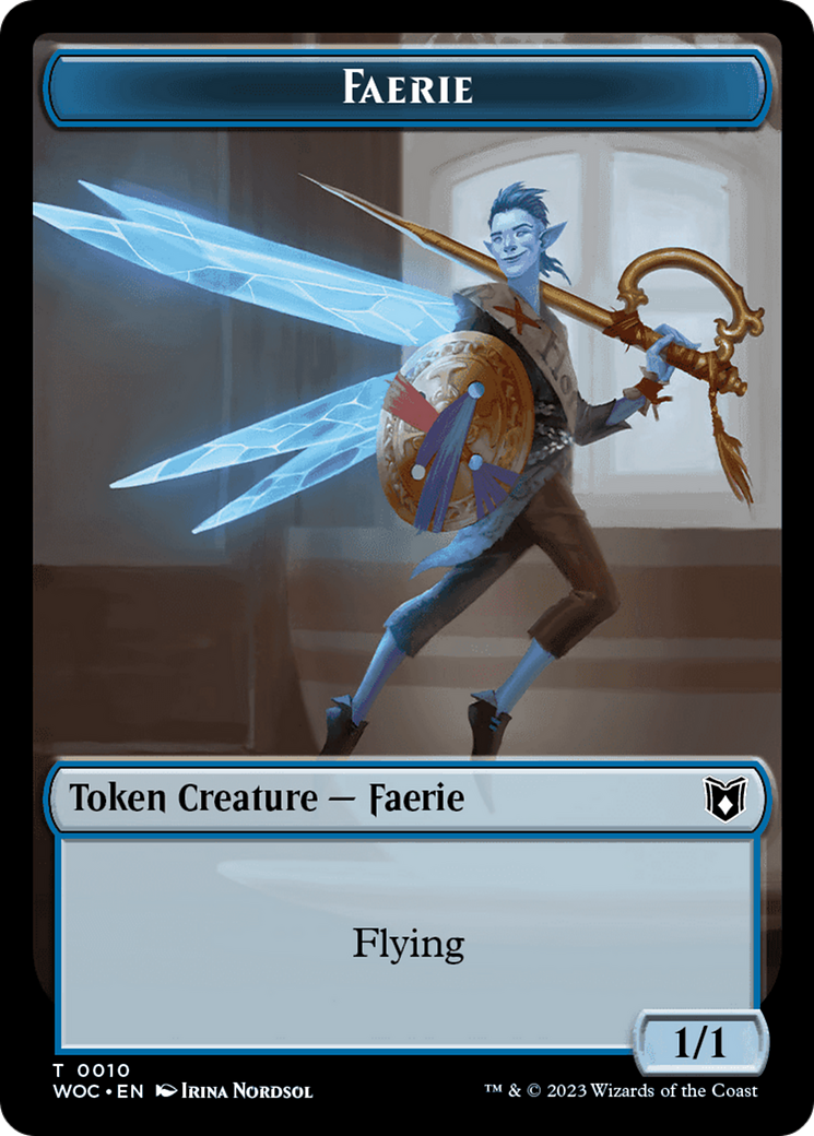 Faerie // Saproling Double-Sided Token [Wilds of Eldraine Commander Tokens] | Black Swamp Games