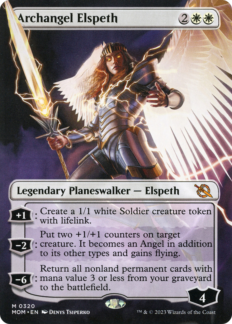 Archangel Elspeth (Borderless Alternate Art) [March of the Machine] | Black Swamp Games