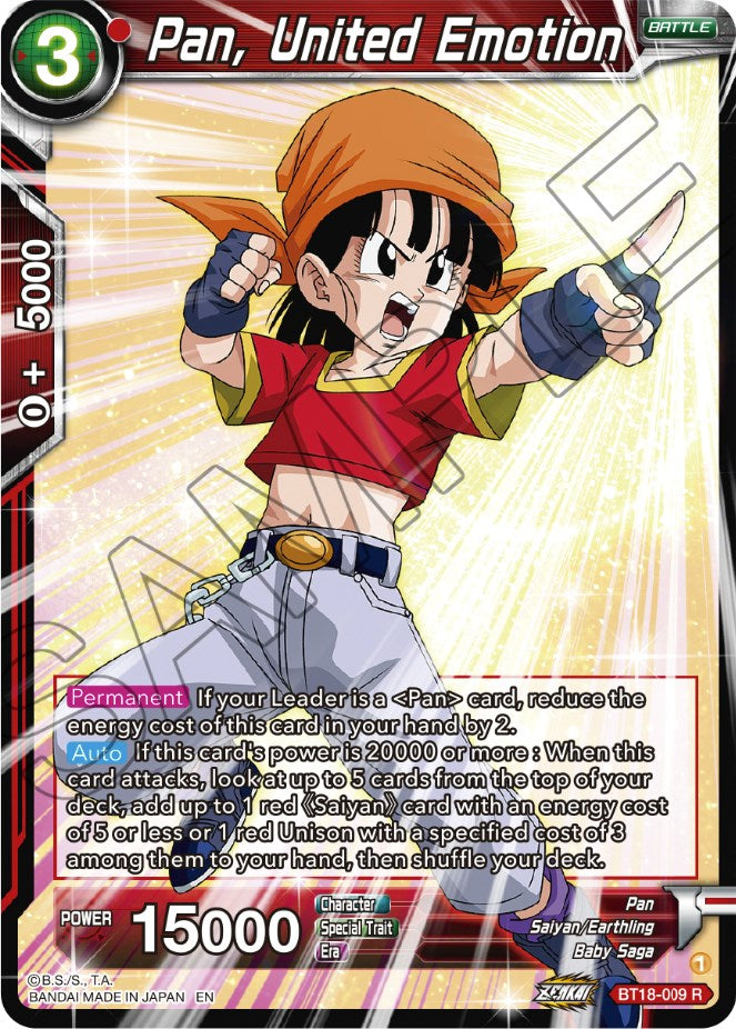 Pan, United Emotion (BT18-009) [Dawn of the Z-Legends] | Black Swamp Games