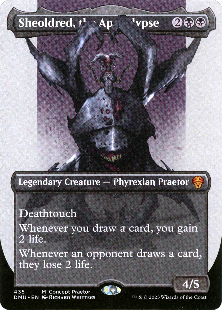 Sheoldred, the Apocalypse (Borderless Concept Praetors) [Phyrexia: All Will Be One] | Black Swamp Games