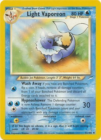 Light Vaporeon (52/105) [Neo Destiny Unlimited] | Black Swamp Games