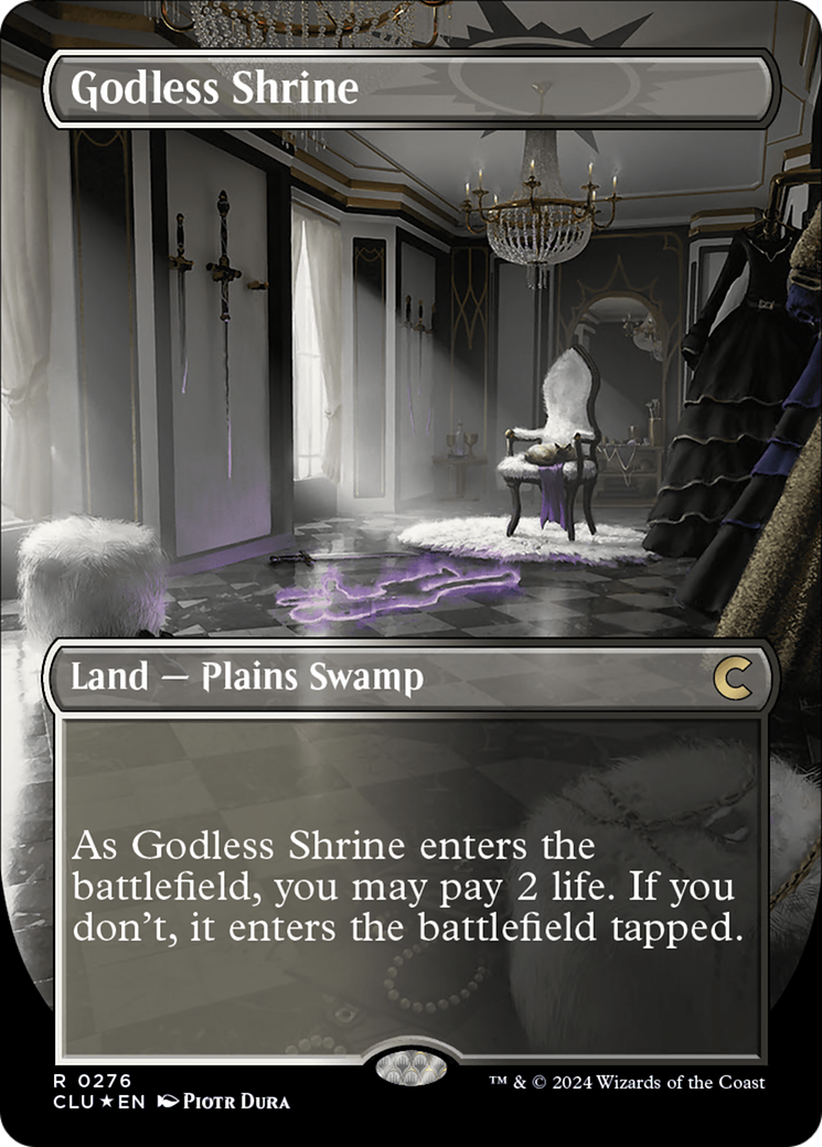 Godless Shrine (Borderless) [Ravnica: Clue Edition] | Black Swamp Games