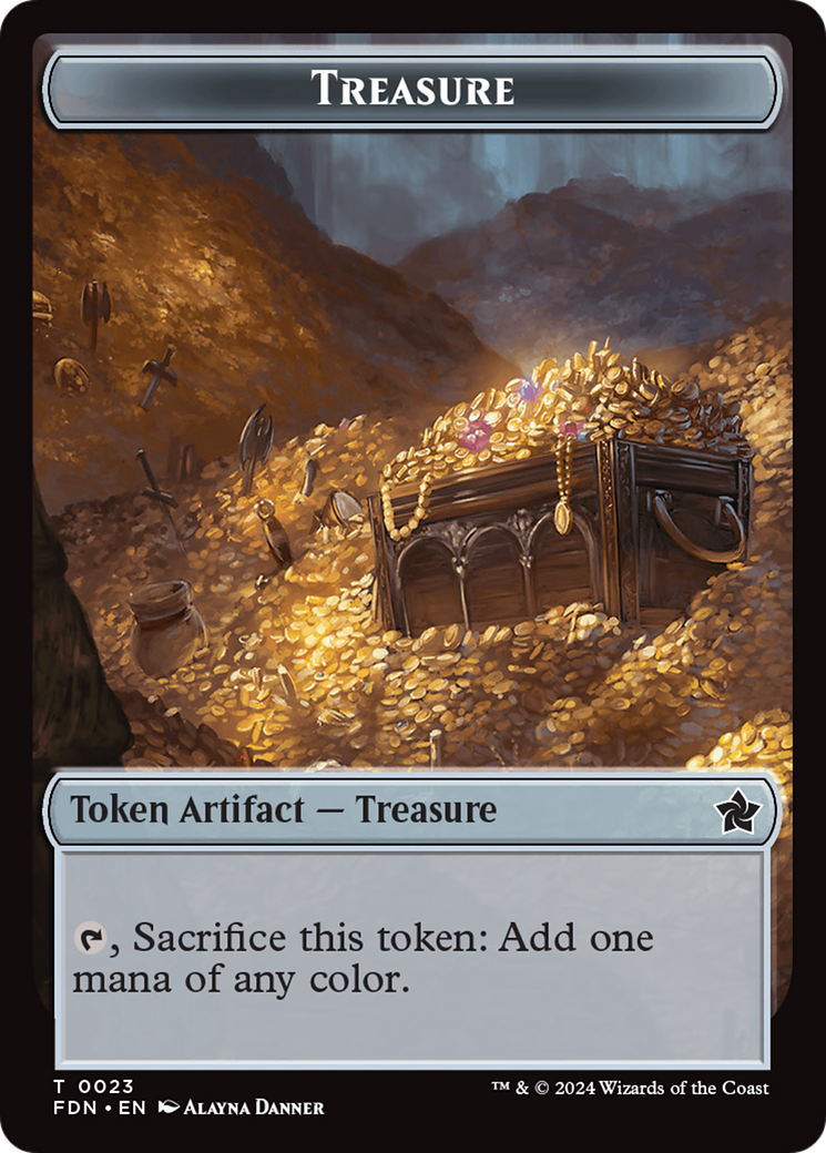 Goblin // Treasure Double-Sided Token [Foundations Tokens] | Black Swamp Games
