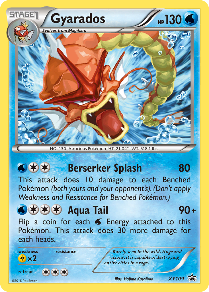 2016 gyarados pokemon card XY109 Holo Black Star Promo Celebrate the incredible history of the TCG hobby by adding this Gyarados 2016 Pokemon Evolutions Holo Rare #34 PSA Authenticated 9 Card to your vault Gyarados Pokemon (2016) 34/108 Evolutions