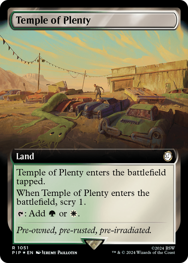 Temple of Plenty (Extended Art) (Surge Foil) [Fallout] | Black Swamp Games