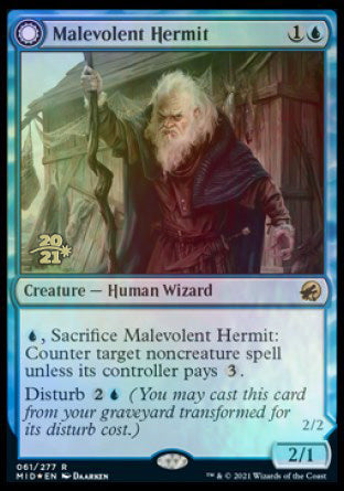 Malevolent Hermit // Benevolent Geist [Innistrad: Midnight Hunt Prerelease Promos] | Black Swamp Games