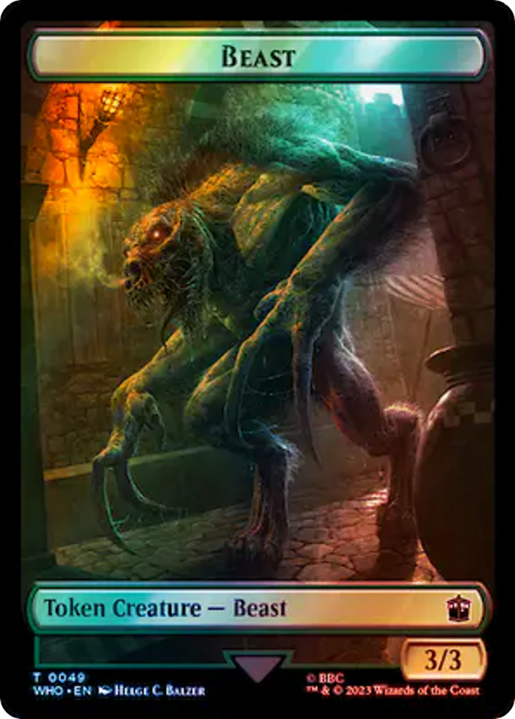 Alien Rhino // Beast Double-Sided Token (Surge Foil) [Doctor Who Tokens] | Black Swamp Games