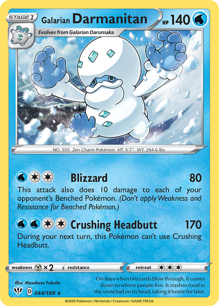 Galarian Darmanitan (044/189) (Cracked Ice Holo) (Theme Deck Exclusive) [Sword & Shield: Darkness Ablaze] | Black Swamp Games