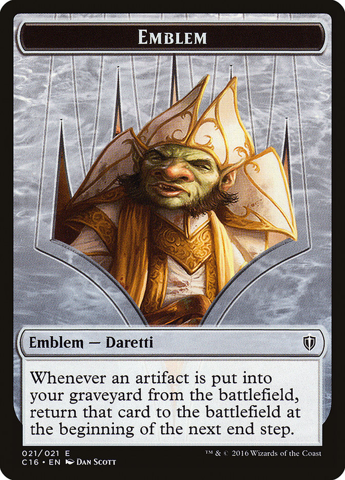 Daretti, Scrap Savant Emblem // Thopter Double-Sided Token [Commander 2016 Tokens] | Black Swamp Games
