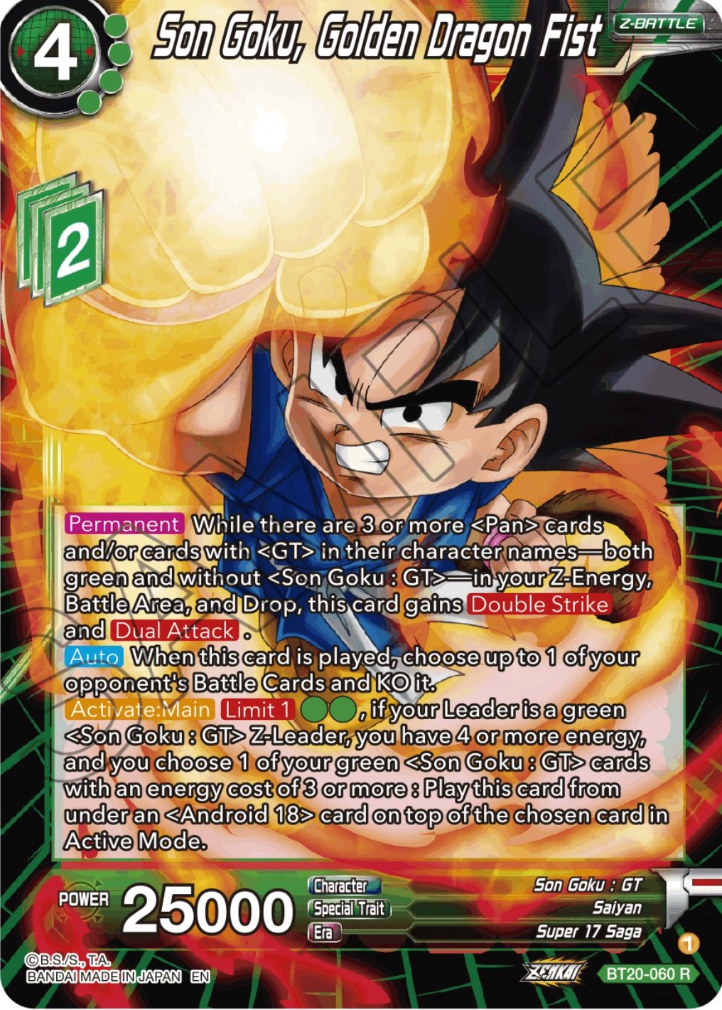 Son Goku, Golden Dragon Fist (BT20-060) [Power Absorbed] | Black Swamp Games