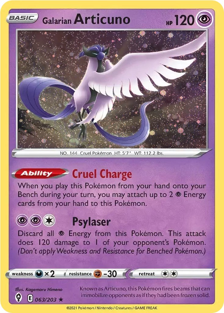 Galarian Articuno (063/203) (Cosmos Holo) [Sword & Shield: Evolving Skies] | Black Swamp Games