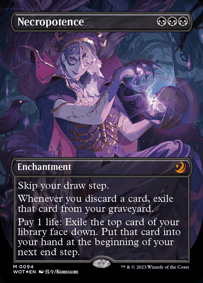 Necropotence (Anime Borderless) (Confetti Foil) [Wilds of Eldraine: Enchanting Tales] | Black Swamp Games