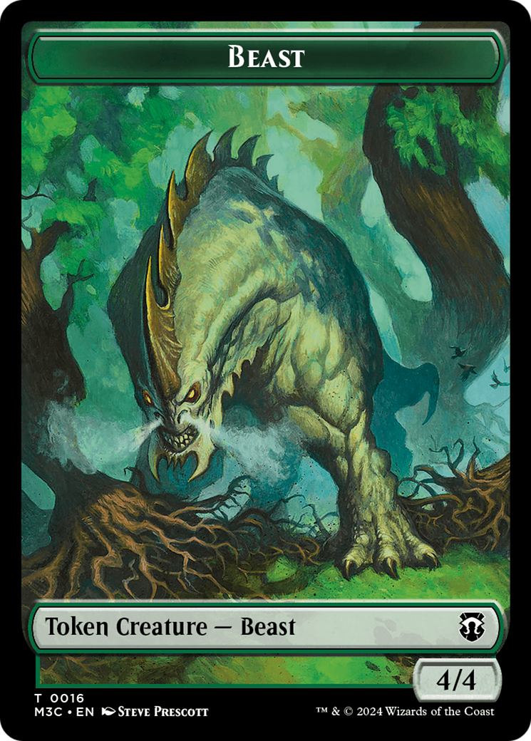 Elephant (Ripple Foil) // Beast (0016) Double-Sided Token [Modern Horizons 3 Commander Tokens] | Black Swamp Games