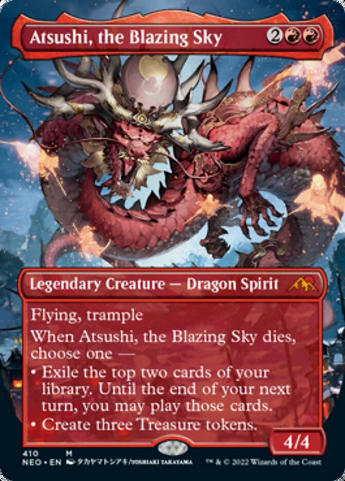 Atsushi, the Blazing Sky (Borderless Alternate Art) [Kamigawa: Neon Dynasty] | Black Swamp Games