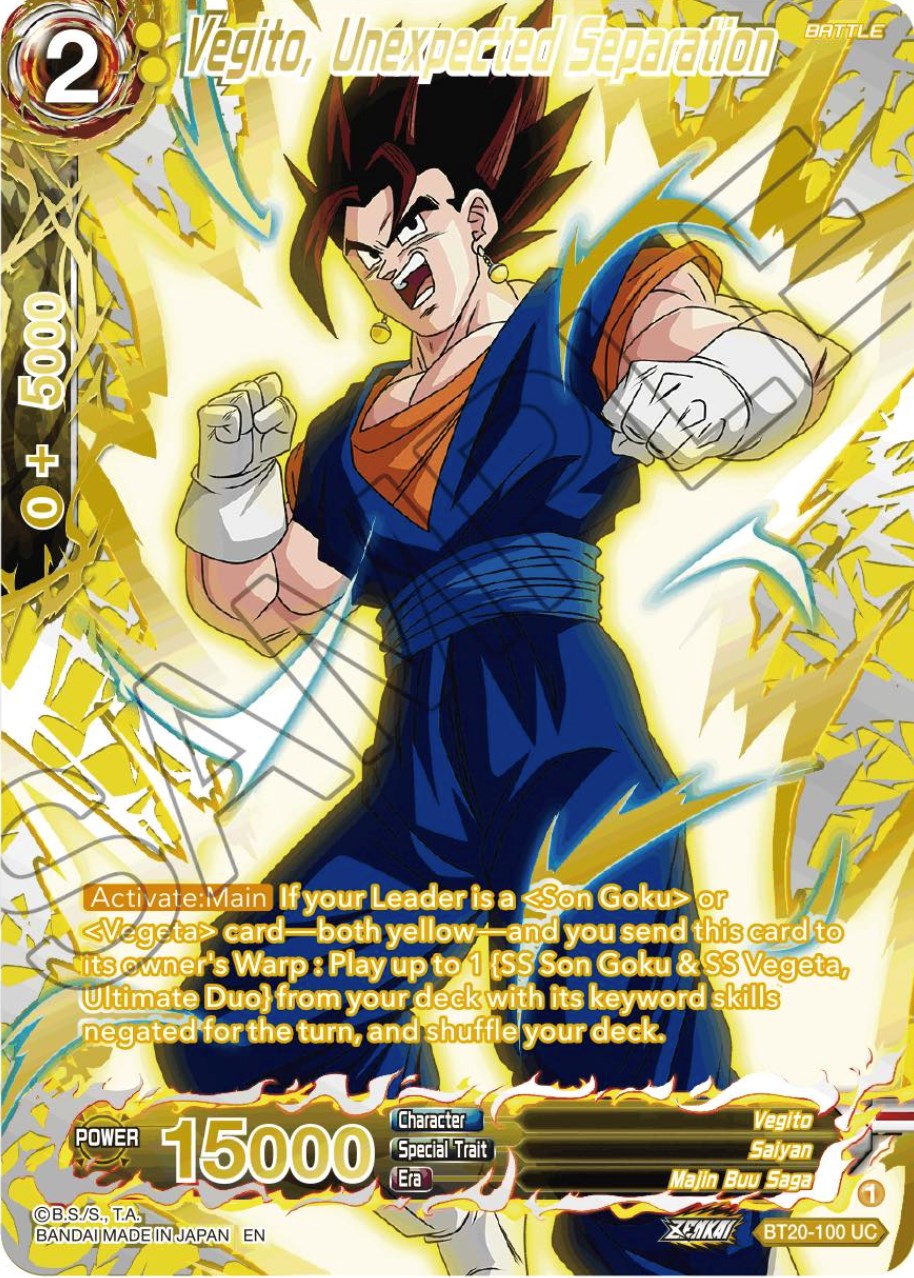 Vegito, Unexpected Separation (Gold-Stamped) (BT20-100) [Power Absorbed] | Black Swamp Games
