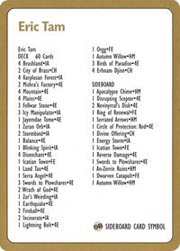 1996 Eric Tam Decklist Card [World Championship Decks] | Black Swamp Games