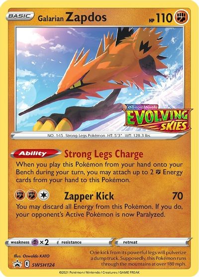 Galarian Zapdos (SWSH124) (Prerelease Promo) [Sword & Shield: Black Star Promos] | Black Swamp Games