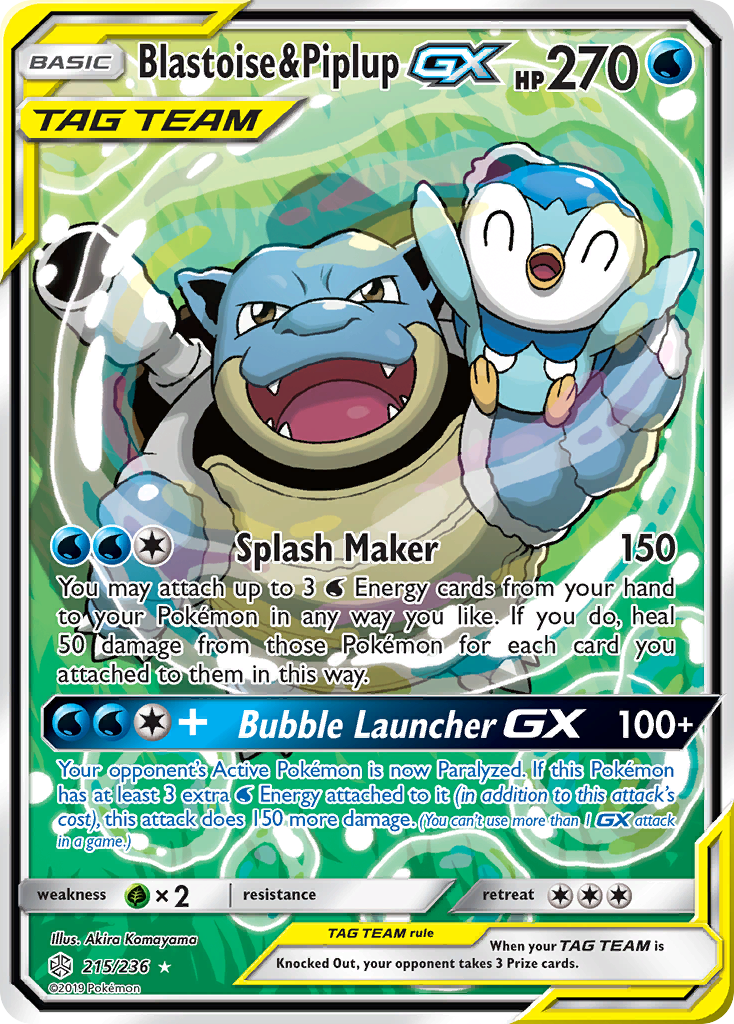 Blastoise & Piplup GX (215/236) [Sun & Moon: Cosmic Eclipse] | Black Swamp Games