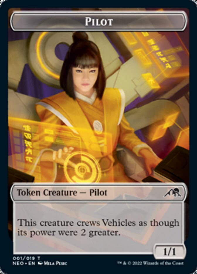 Myr // Pilot Double-Sided Token [Kamigawa: Neon Dynasty Commander Tokens] | Black Swamp Games