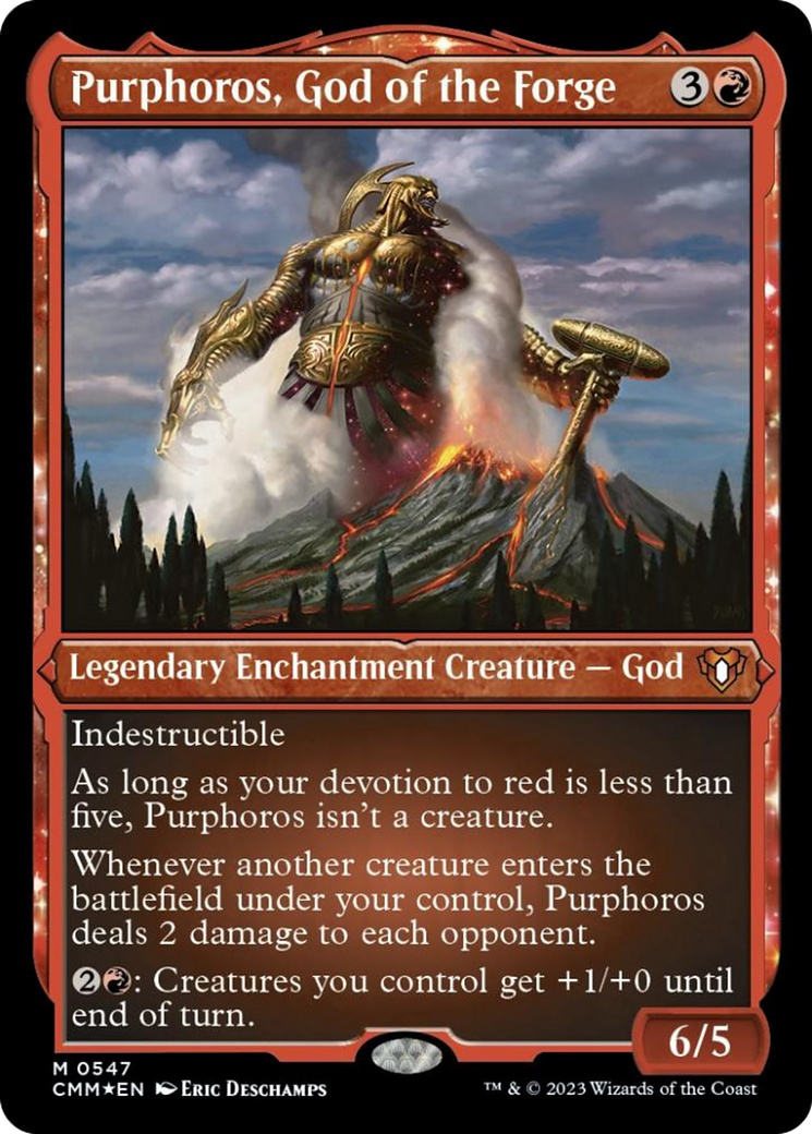 Purphoros, God of the Forge (Foil Etched) [Commander Masters] | Black Swamp Games