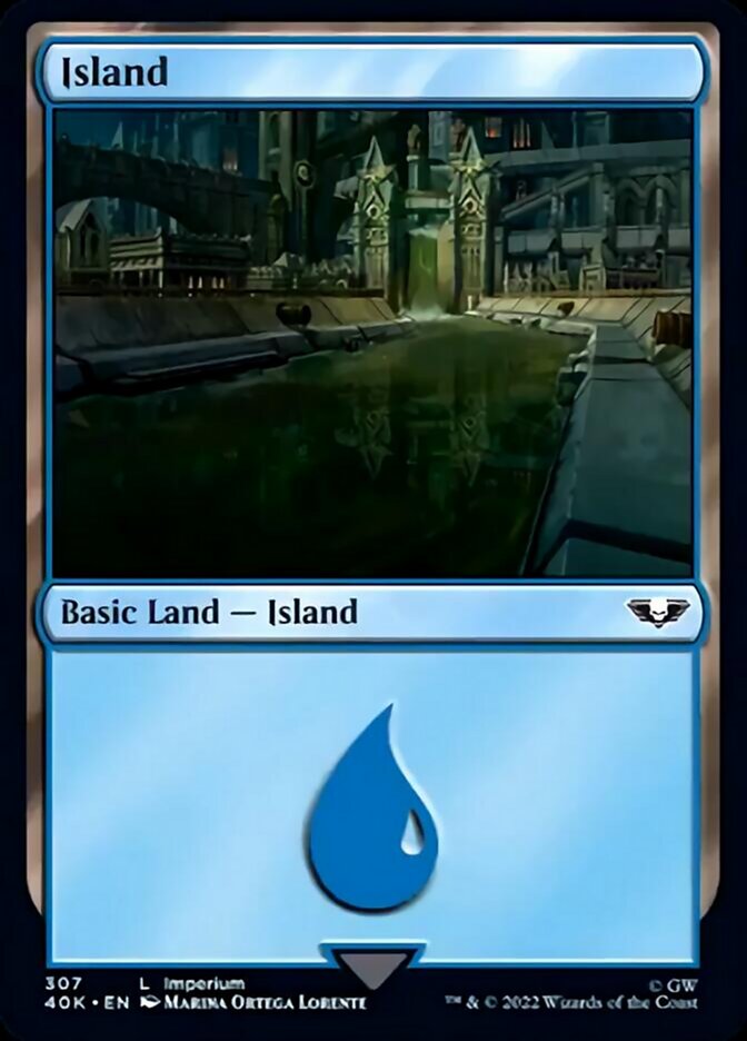 Island (307) (Surge Foil) [Warhammer 40,000] | Black Swamp Games