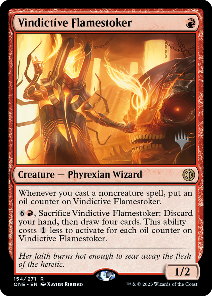 Vindictive Flamestoker (Promo Pack) [Phyrexia: All Will Be One Promos] | Black Swamp Games