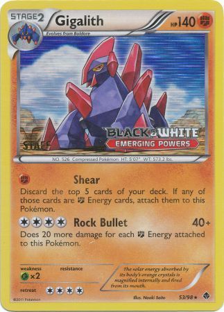 Gigalith (53/98) (Staff Prerelease Promo) [Black & White: Black Star Promos] | Black Swamp Games