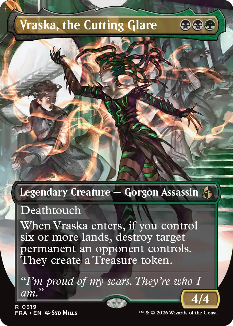 Vraska, the Cutting Glare (Borderless) [Reality Fracture] | Black Swamp Games