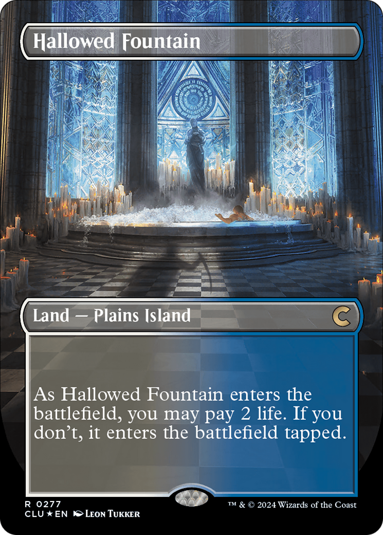 Hallowed Fountain (Borderless) [Ravnica: Clue Edition] | Black Swamp Games