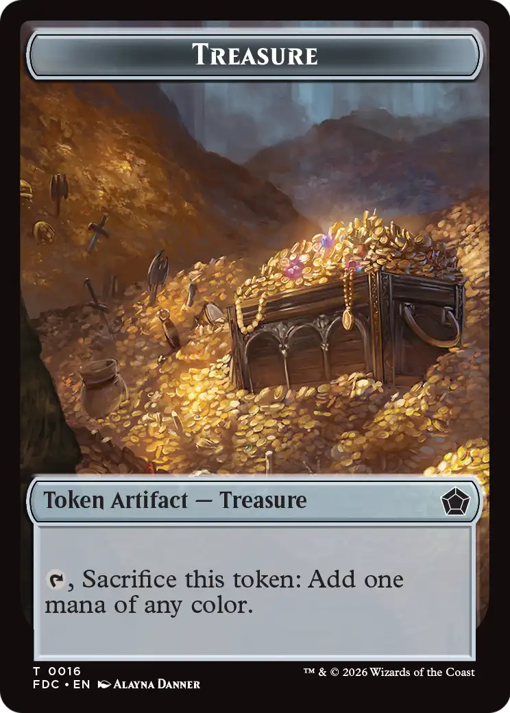 Dragon (0009) // Treasure Double-Sided Token [Foundations Commander Tokens] | Black Swamp Games