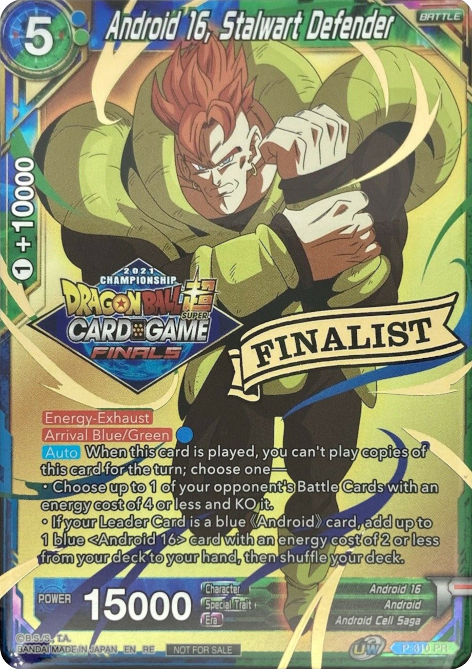Android 16, Stalwart Defender (2021 Tournament Pack Vault Set - Finalist Gold Stamped) (P-310) [Tournament Promotion Cards] | Black Swamp Games